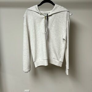 Varley Yates half zip sweat ivory marl